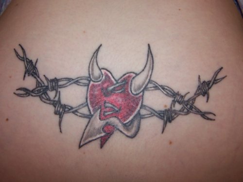 Devil heart Barbed Wire Tattoo Design Idea